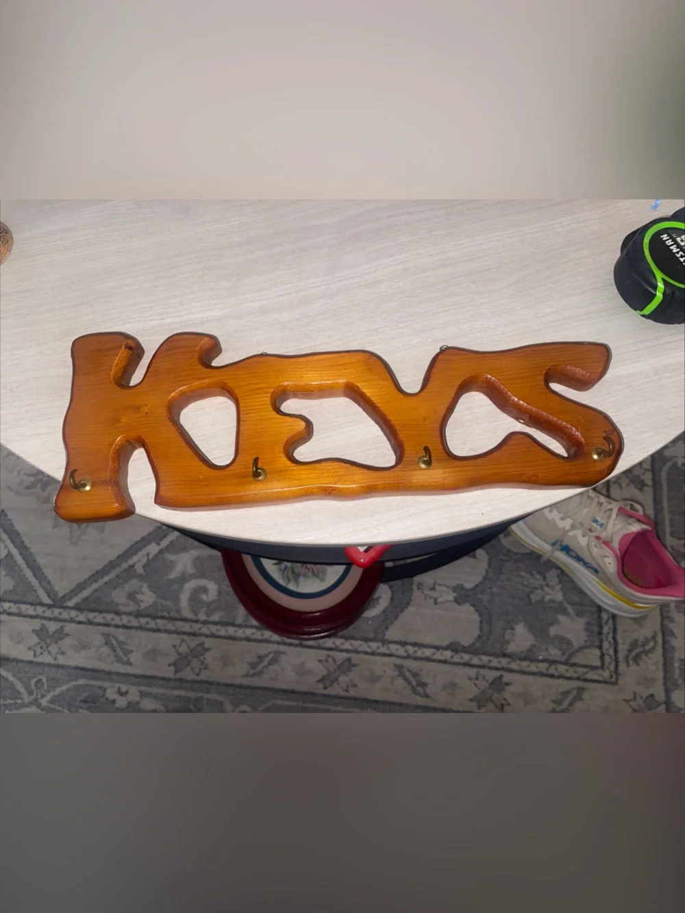 VTG Wood Keys Hooks Holder Hanger Rustic Entry Door Decor Cottage Granny Core